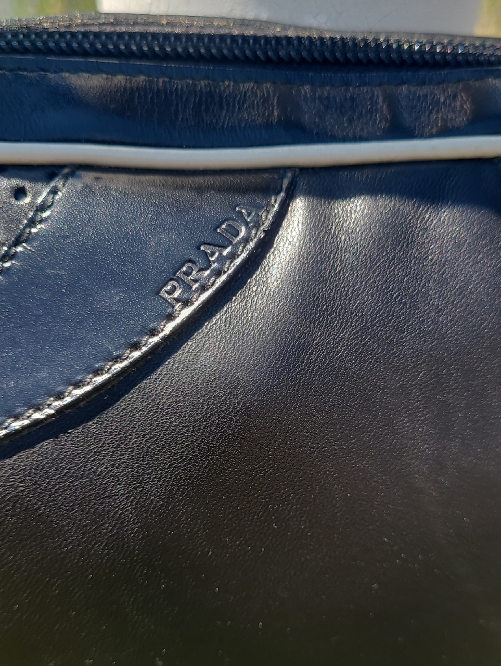 Small Prada Vitello Drive Perforated Bowling Shoulder Bag - Picture 7 of 16